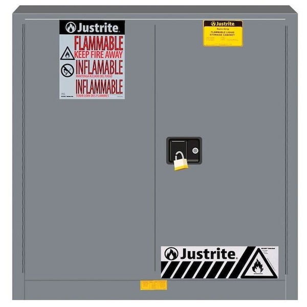 Justrite 30 gal, 1 Shelves, 18-Gauge Steel, 36 in W x 35 in H x 24 in D, Gray 893303 - main